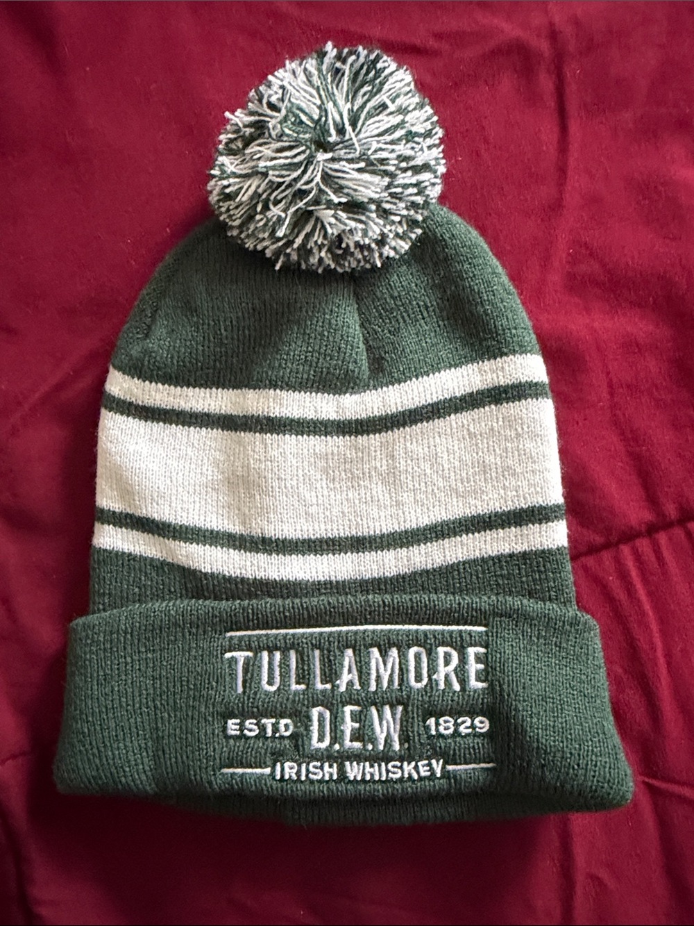 Tullamore D.E.W. Green & Cream Pom Beanie Hat